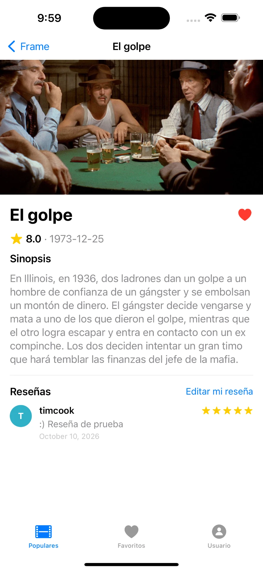Reseña de una película con estrellas en frame